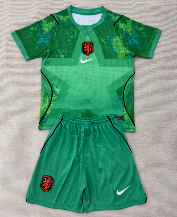 Netherlands 2026 World Cup - Goalkeeper Kids Kit (Green)