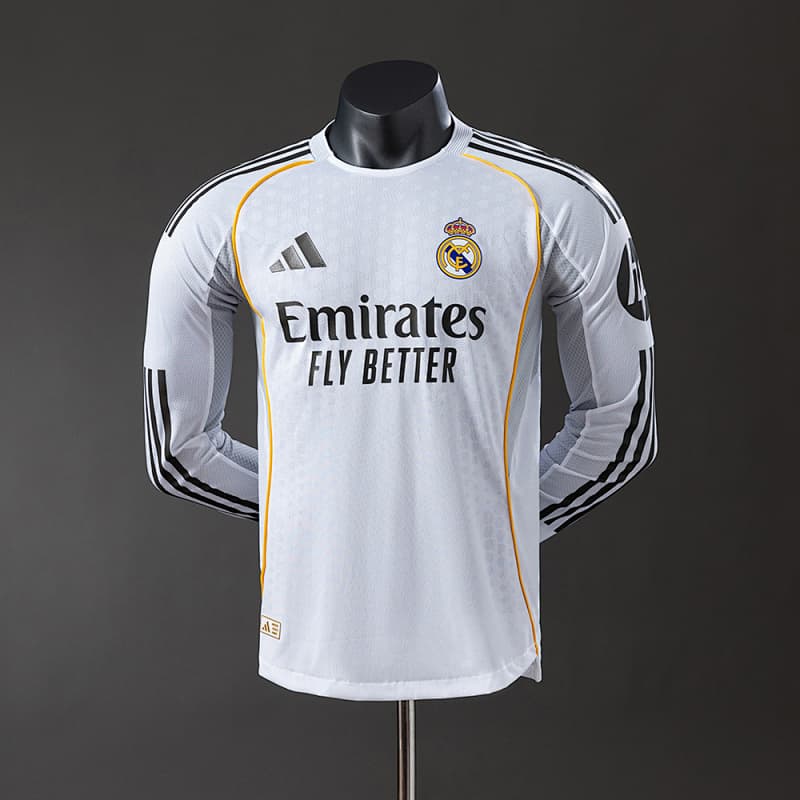 Real Madrid Home Long Sleeve Jersey 2025/26 (Player Version)