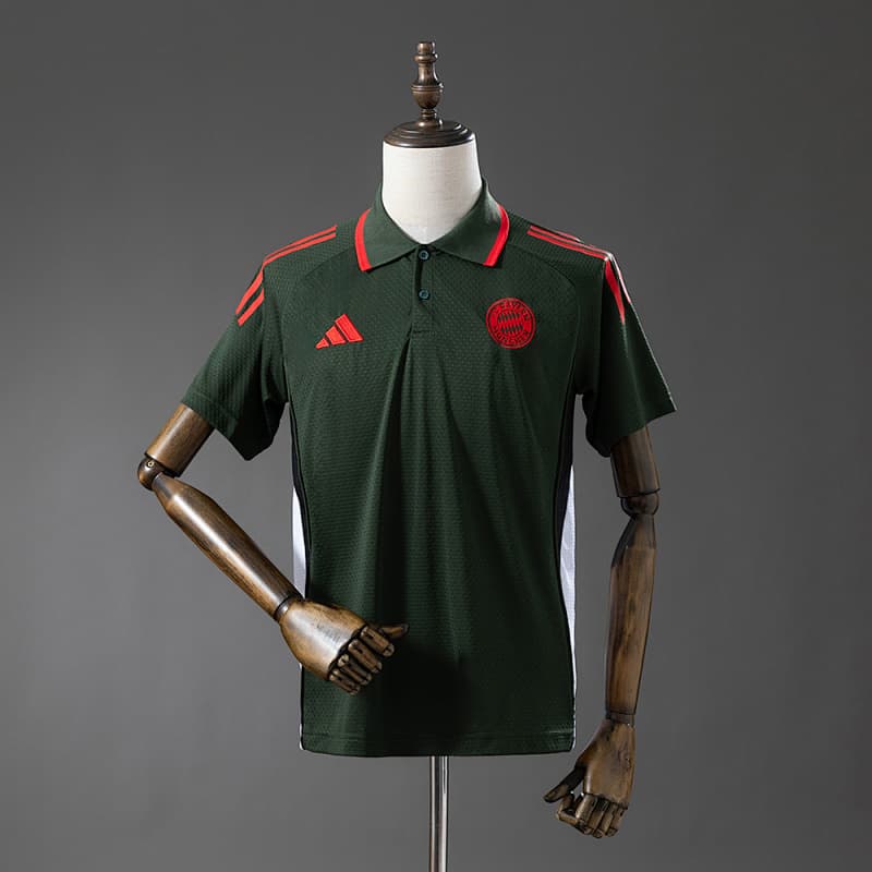 Bayern Munich Polo 2025/26 - Dark Green/Red/White